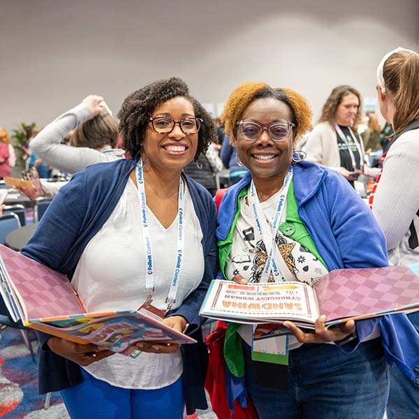 TLA 2026 Texas Bluebonnet Award Speed Dating event with two female attendees